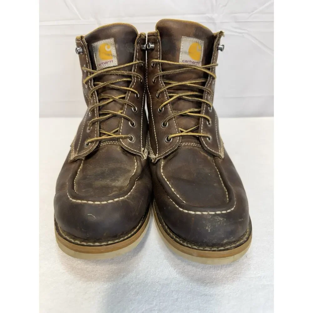 Carhartt Men’s 11 Work Boots Leather Brown Moc Toe Waterproof EH CMW6095 Wedge